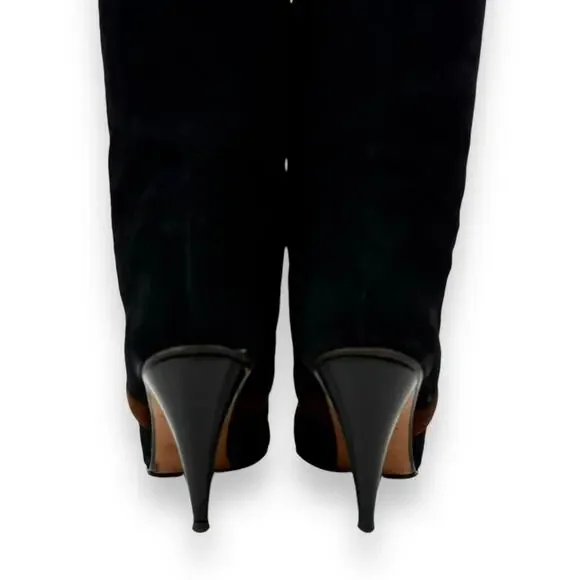 1960's Italian PANCALDI for ERIC COUTURE black and brown suede knee high boots - Picture 16 of 16